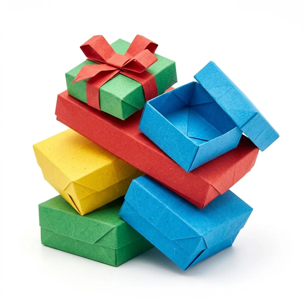 Origami gift boxes in bright colors